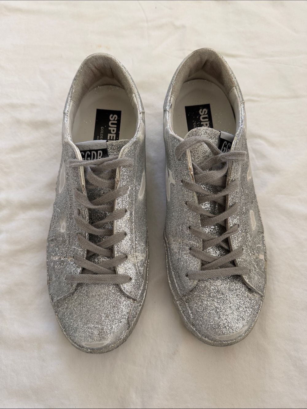 Golden Goose Silver Glitter Low-Top Sneakers for Women